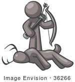#36266 Clip Art Graphic Of A Grey Guy Character Hunting Deer