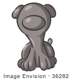 #36282 Clip Art Graphic Of A Grey Puppy Dog