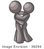 #36294 Clip Art Graphic Of Grey Guy Characters Hugging