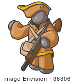 #36306 Clip Art Graphic Of A Grey Guy Character Hunter With A Rifle