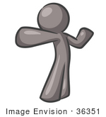 #36351 Clip Art Graphic Of A Grey Guy Character Punching