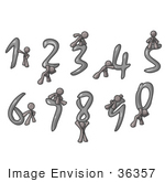 #36357 Clip Art Graphic Of A Grey Guy Character With Numbers