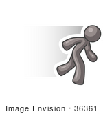 #36361 Clip Art Graphic Of A Grey Guy Character Running