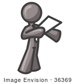 #36369 Clip Art Graphic Of A Grey Guy Character Giving A Speech