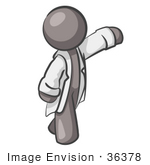 #36378 Clip Art Graphic Of A Grey Guy Character In A Lab Coat
