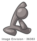 #36383 Clip Art Graphic Of A Grey Guy Character Doing Yoga