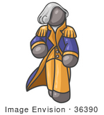 #36390 Clip Art Graphic Of A Grey Guy Character As George Washington