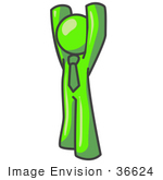 #36624 Clip Art Graphic Of A Lime Green Guy Character Stretching