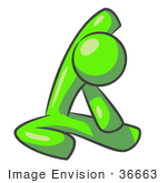 #36663 Clip Art Graphic Of A Lime Green Guy Character Doing Yoga