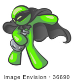 #36690 Clip Art Graphic Of A Lime Green Guy Character Robber