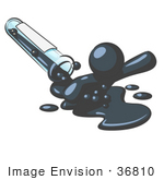 #36810 Clip Art Graphic Of A Dark Blue Guy Character Spilling Out Of A Test Tube