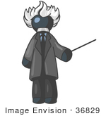 #36829 Clip Art Graphic Of A Dark Blue Guy Character As Albert Einstein