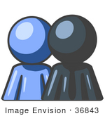 #36843 Clip Art Graphic Of A Dark Blue Guy Character With An Employee