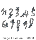 #36860 Clip Art Graphic Of A Dark Blue Guy Character With Numbers