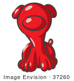 #37260 Clip Art Graphic Of A Red Puppy Dog