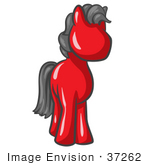 #37262 Clip Art Graphic Of A Red Pony