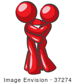 #37274 Clip Art Graphic Of Red Guy Characters Embracing