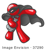 #37290 Clip Art Graphic Of A Red Guy Character Robber