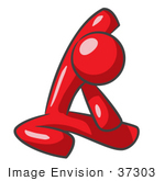 #37303 Clip Art Graphic Of A Red Guy Character Doing Yoga
