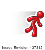 #37312 Clip Art Graphic Of A Red Guy Character Running
