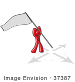 #37387 Clip Art Graphic Of A Red Guy Character Claiming Territory