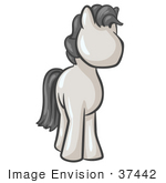 #37442 Clip Art Graphic Of A White Pony