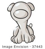 #37443 Clip Art Graphic Of A White Puppy Dog