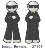 #37453 Clip Art Graphic Of White Guy Characters Guarding An Entrance
