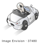#37480 Clip Art Graphic Of A White Guy Character Talking On A Phone And Driving