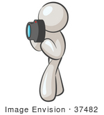 #37482 Clip Art Graphic Of A White Guy Character Taking Pictures