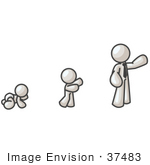 #37483 Clip Art Graphic Of A White Guy Character Growing From A Baby To A Man