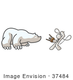 #37484 Clip Art Graphic Of A White Guy Character Taming A Bear