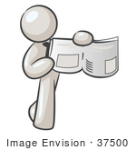 #37500 Clip Art Graphic Of A White Guy Character Showing An Open Book