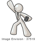 #37519 Clip Art Graphic Of A White Guy Character Dancing To Mp3 Songs