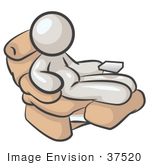 #37520 Clip Art Graphic Of A Chubby White Guy Character Sitting In A Lazy Chair