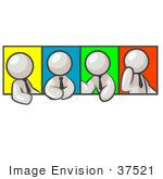 #37521 Clip Art Graphic Of A White Guy Character In Different Poses With Colorful Backgrounds