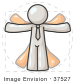 #37527 Clip Art Graphic Of A White Guy Character Vitruvian Man