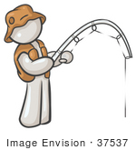 #37537 Clip Art Graphic Of A White Guy Character Fishing