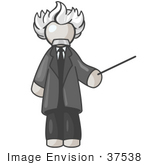 #37538 Clip Art Graphic Of A White Guy Character As Einstein
