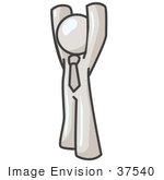 #37540 Clip Art Graphic Of A White Guy Character Holding His Arms Up