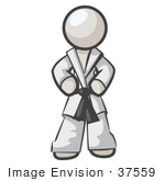 #37559 Clip Art Graphic Of A White Guy Character In A Karate Suit