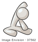 #37562 Clip Art Graphic Of A White Guy Character Stretching