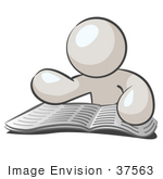 #37563 Clip Art Graphic Of A White Guy Character Reading