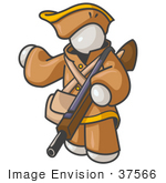 #37566 Clip Art Graphic Of A White Guy Character Hunting With A Rifle