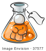#37577 Clip Art Graphic Of A White Guy Character In A Laboratory Flask