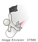 #37589 Clip Art Graphic Of A White Guy Character Riding A Rocket
