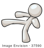 #37590 Clip Art Graphic Of A White Guy Character Kicking