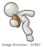 #37607 Clip Art Graphic Of A White Guy Character Playing Football