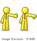 #37688 Clip Art Graphic Of Yellow Guy Characters Giving Thumbs Up And Down