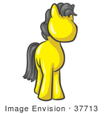 #37713 Clip Art Graphic Of A Yellow Pony